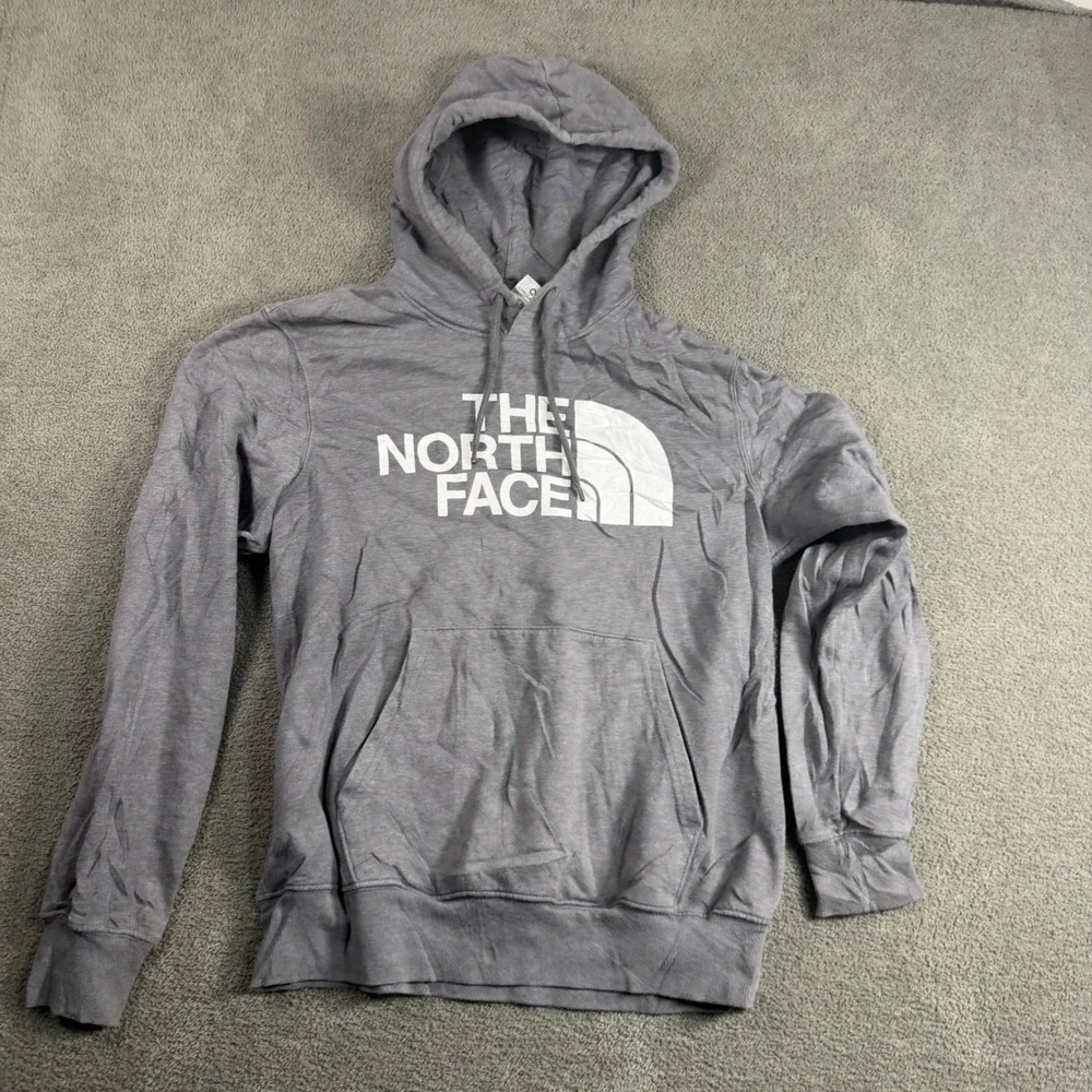 The North Face Mens Grey Circular Design Graphic Logo Pullover Hoodie Size M